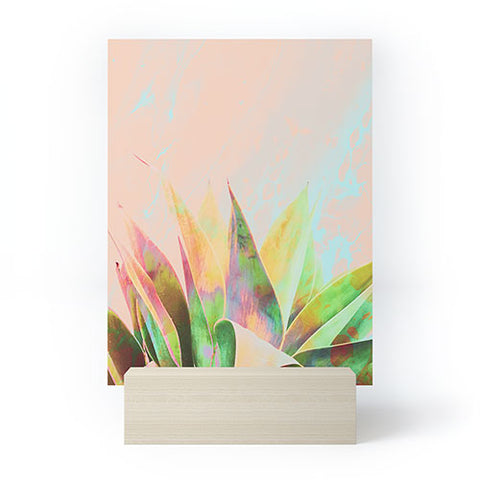 Marta Barragan Camarasa Abstract of cactus on marbled painting Mini Art Print