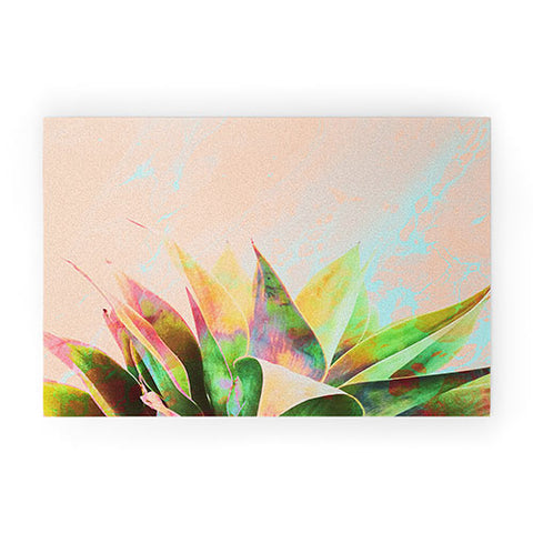 Marta Barragan Camarasa Abstract of cactus on marbled painting Welcome Mat
