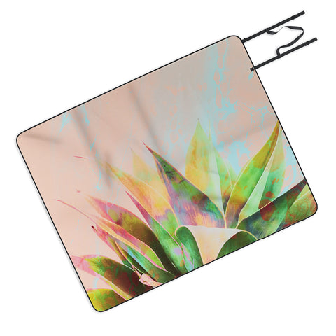 Marta Barragan Camarasa Abstract of cactus on marbled painting Picnic Blanket