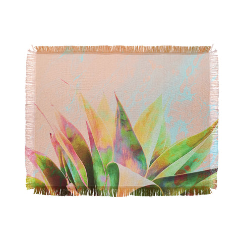 Marta Barragan Camarasa Abstract of cactus on marbled painting Throw Blanket