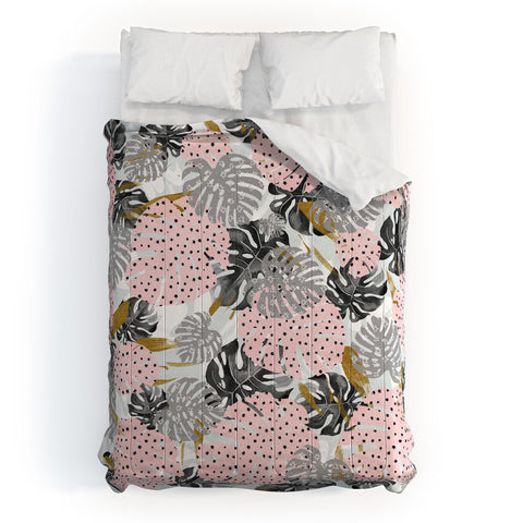 Marta Barragan Camarasa Abstract of monstera patterns Comforter