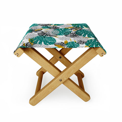 Marta Barragan Camarasa Abstract of monstera patterns II Folding Stool