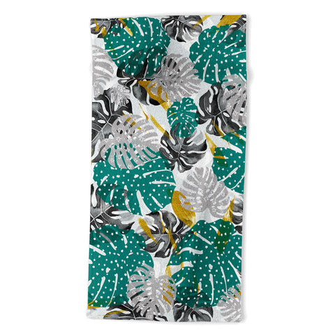 Marta Barragan Camarasa Abstract of monstera patterns II Beach Towel