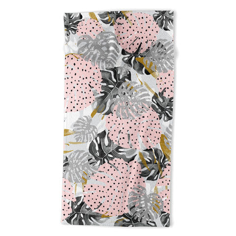 Marta Barragan Camarasa Abstract of monstera patterns Beach Towel