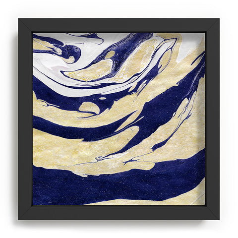 Marta Barragan Camarasa Abstract painting of blue and golden waves Recessed Framing Square