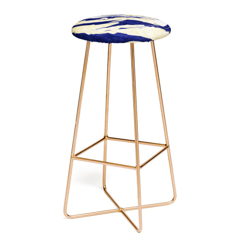 Marta Barragan Camarasa Abstract painting of blue and golden waves Bar Stool