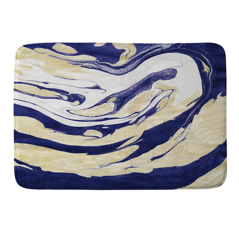 Marta Barragan Camarasa Abstract painting of blue and golden waves Memory Foam Bath Mat