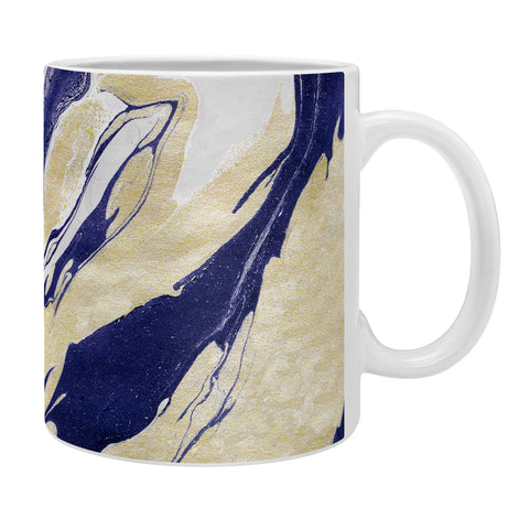 Marta Barragan Camarasa Abstract painting of blue and golden waves Coffee Mug
