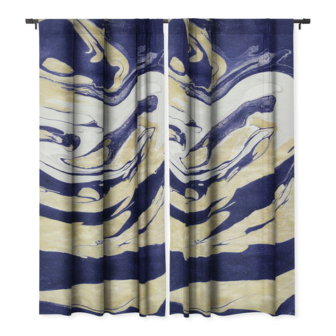 Marta Barragan Camarasa Abstract painting of blue and golden waves Blackout Non Repeat