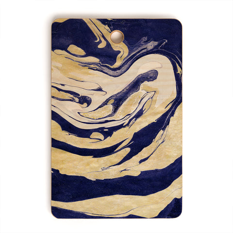 Marta Barragan Camarasa Abstract painting of blue and golden waves Cutting Board Rectangle