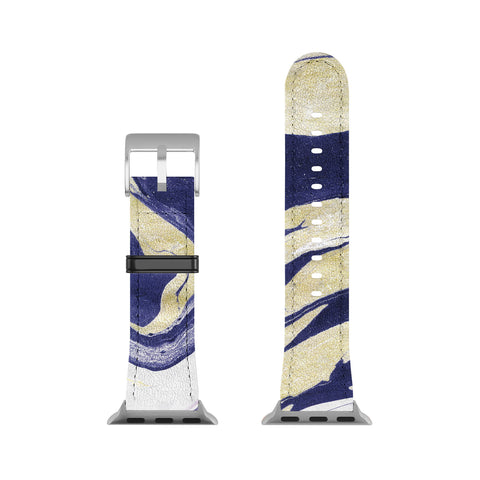 Marta Barragan Camarasa Abstract painting of blue and golden waves Apple Watch Band