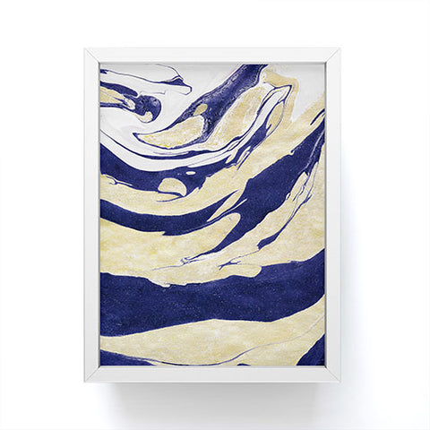 Marta Barragan Camarasa Abstract painting of blue and golden waves Framed Mini Art Print