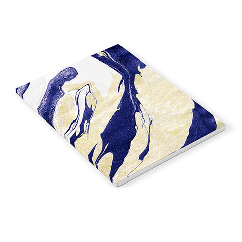 Marta Barragan Camarasa Abstract painting of blue and golden waves Notebook