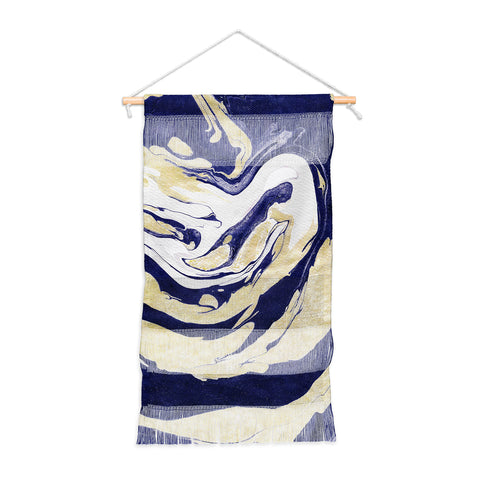 Marta Barragan Camarasa Abstract painting of blue and golden waves Wall Hanging Portrait
