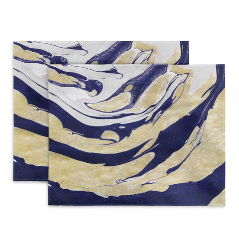 Marta Barragan Camarasa Abstract painting of blue and golden waves Placemat