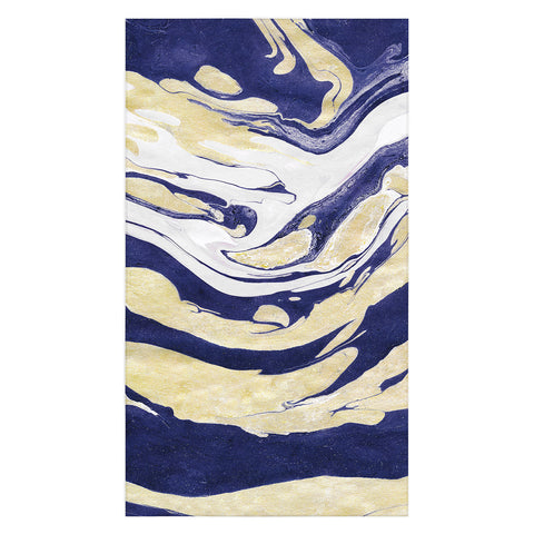 Marta Barragan Camarasa Abstract painting of blue and golden waves Tablecloth