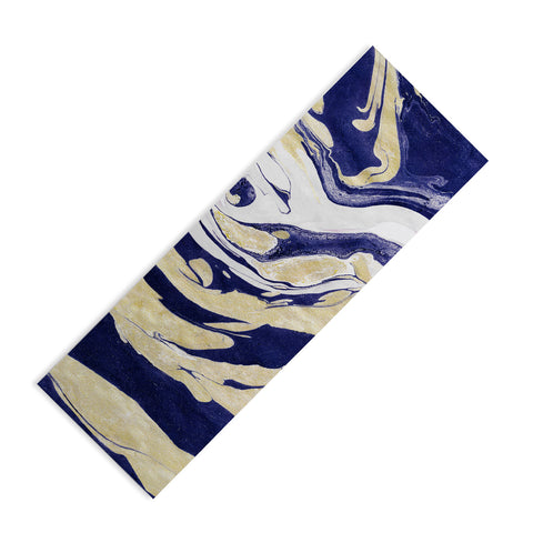 Marta Barragan Camarasa Abstract painting of blue and golden waves Yoga Mat