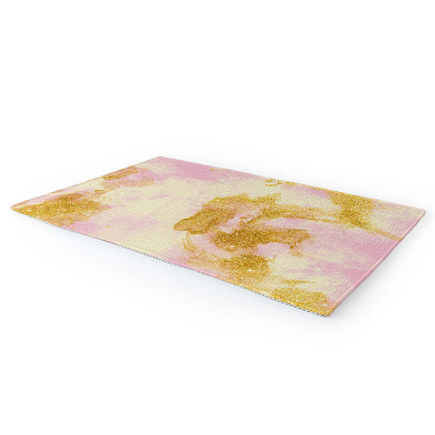 Marta Barragan Camarasa Abstract painting pink and gold Area Rug