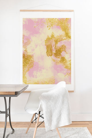 Marta Barragan Camarasa Abstract painting pink and gold Art Print And Hanger