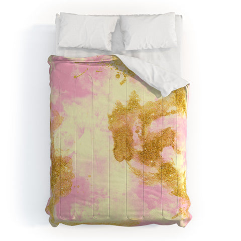 Marta Barragan Camarasa Abstract painting pink and gold Comforter