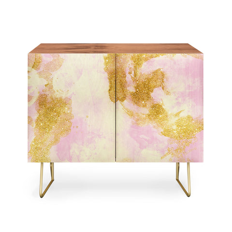 Marta Barragan Camarasa Abstract painting pink and gold Credenza