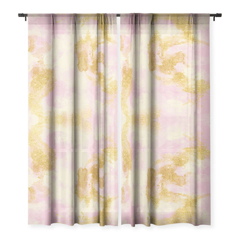 Marta Barragan Camarasa Abstract painting pink and gold Sheer Non Repeat