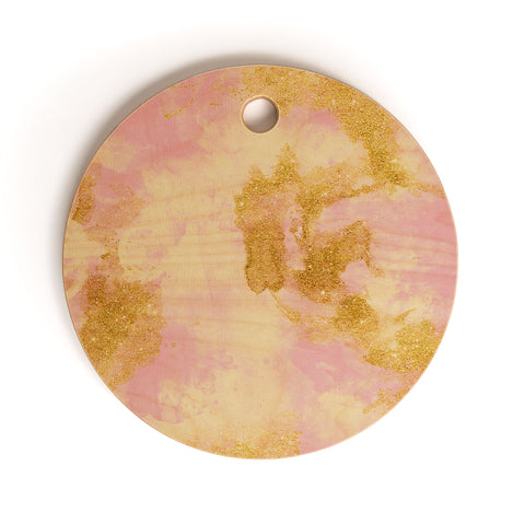 Marta Barragan Camarasa Abstract painting pink and gold Cutting Board Round
