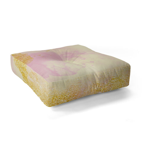Marta Barragan Camarasa Abstract painting pink and gold Floor Pillow Square