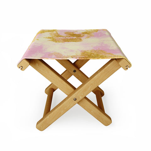 Marta Barragan Camarasa Abstract painting pink and gold Folding Stool