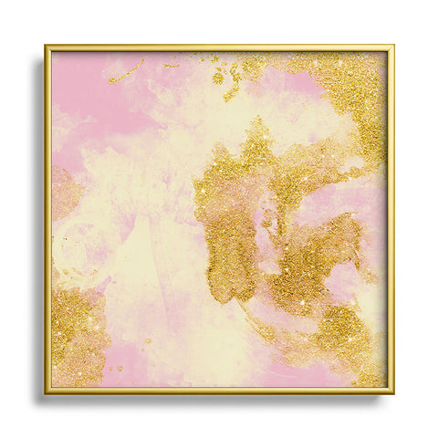 Marta Barragan Camarasa Abstract painting pink and gold Square Metal Framed Art Print