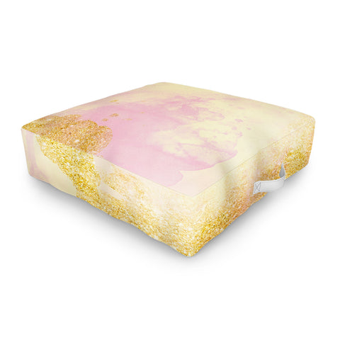 Marta Barragan Camarasa Abstract painting pink and gold Outdoor Floor Cushion