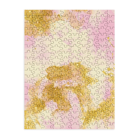 Marta Barragan Camarasa Abstract painting pink and gold Puzzle