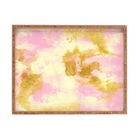 Marta Barragan Camarasa Abstract painting pink and gold Rectangular Tray