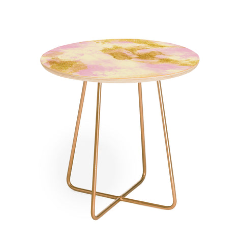 Marta Barragan Camarasa Abstract painting pink and gold Round Side Table
