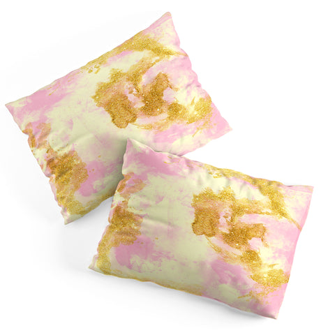 Marta Barragan Camarasa Abstract painting pink and gold Pillow Shams