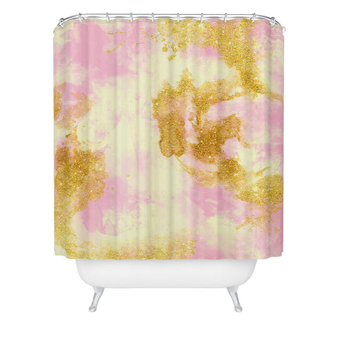 Marta Barragan Camarasa Abstract painting pink and gold Shower Curtain