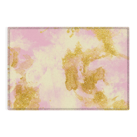 Marta Barragan Camarasa Abstract painting pink and gold Outdoor Rug