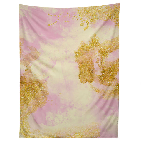 Marta Barragan Camarasa Abstract painting pink and gold Tapestry