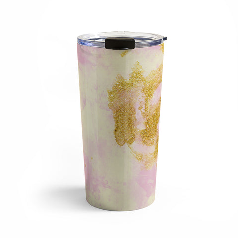 Marta Barragan Camarasa Abstract painting pink and gold Travel Mug