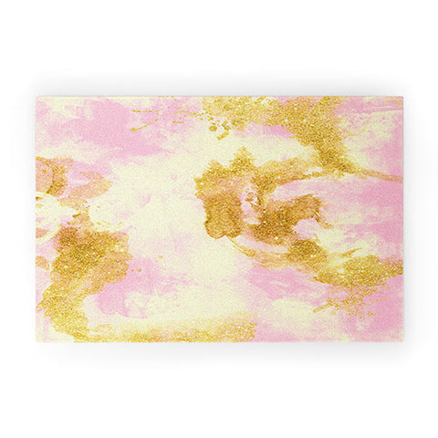 Marta Barragan Camarasa Abstract painting pink and gold Welcome Mat