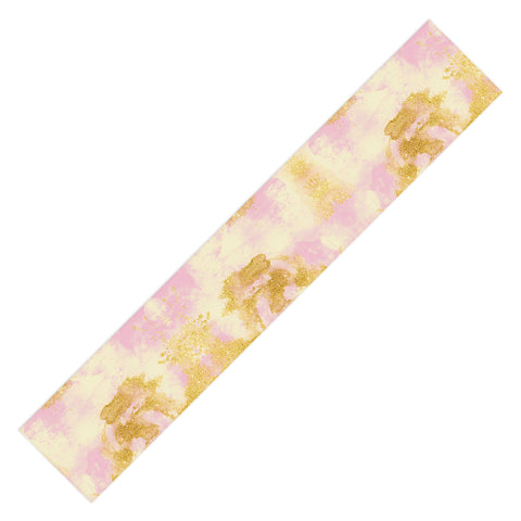 Marta Barragan Camarasa Abstract painting pink and gold Table Runner