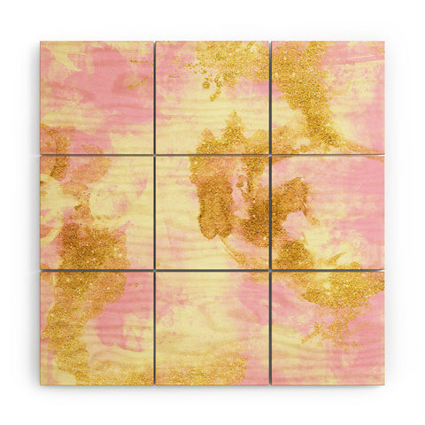 Marta Barragan Camarasa Abstract painting pink and gold Wood Wall Mural