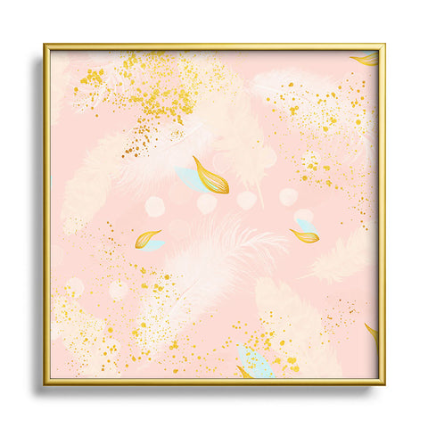 Marta Barragan Camarasa Abstract painting with feather strokes Square Metal Framed Art Print