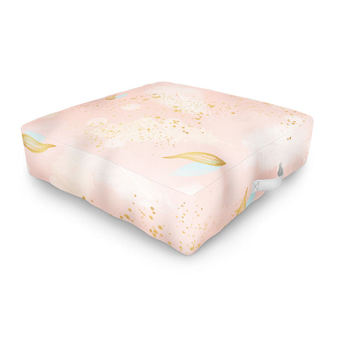 Marta Barragan Camarasa Abstract painting with feather strokes Outdoor Floor Cushion