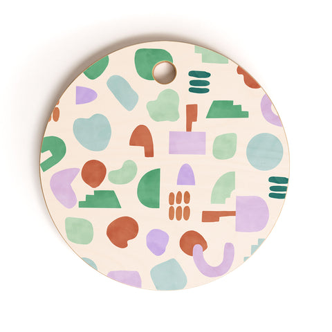 Marta Barragan Camarasa Abstract pastel shapes 88 Cutting Board Round