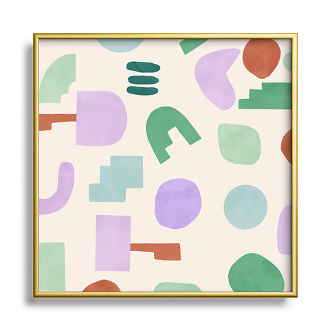 Marta Barragan Camarasa Abstract pastel shapes 88 Square Metal Framed Art Print