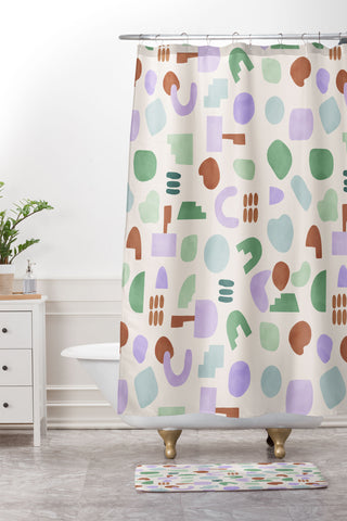 Marta Barragan Camarasa Abstract pastel shapes 88 Shower Curtain And Mat