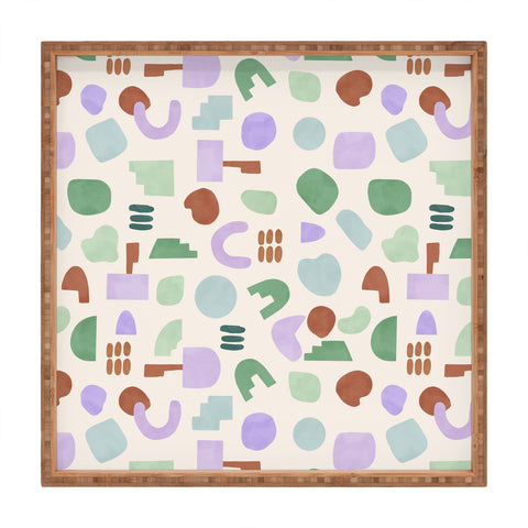 Marta Barragan Camarasa Abstract pastel shapes 88 Square Tray