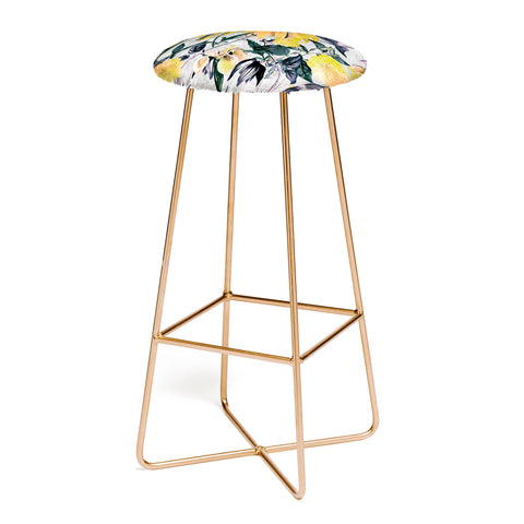 Marta Barragan Camarasa Abstract pattern of yellow blooms Bar Stool