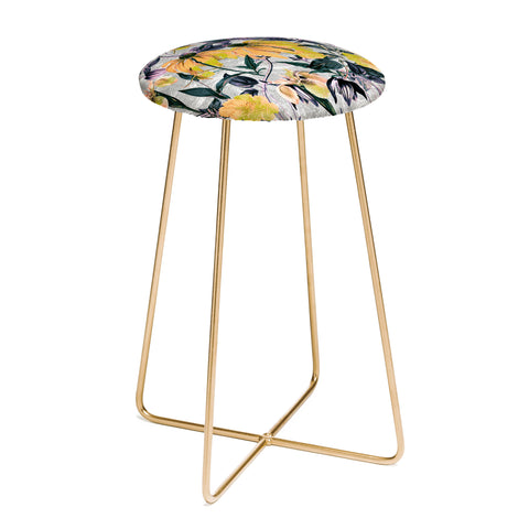 Marta Barragan Camarasa Abstract pattern of yellow blooms Counter Stool